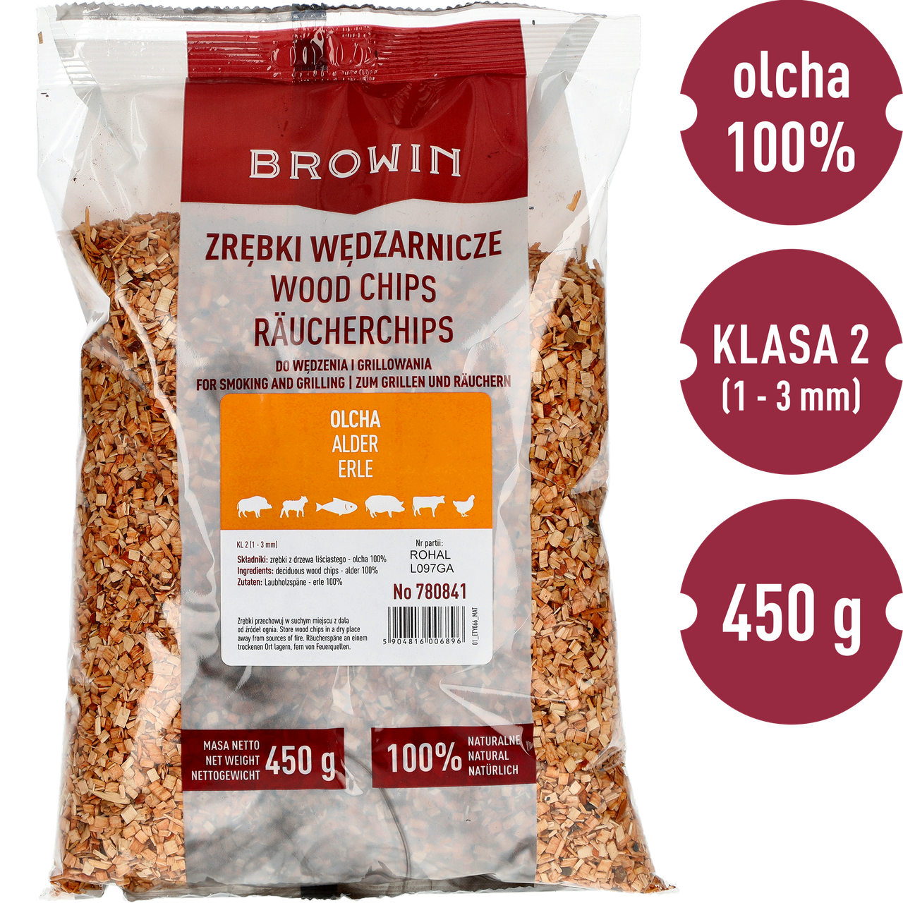 Деревна щепа для копчення/грилю, вільха - 450 г (клас 2)