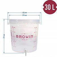 Browin Ємність для ферментації, 30 л + кран та 3 гідрозатвори